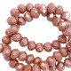 Faceted glass beads 4x3mm disc Clay red-pearl shine coating